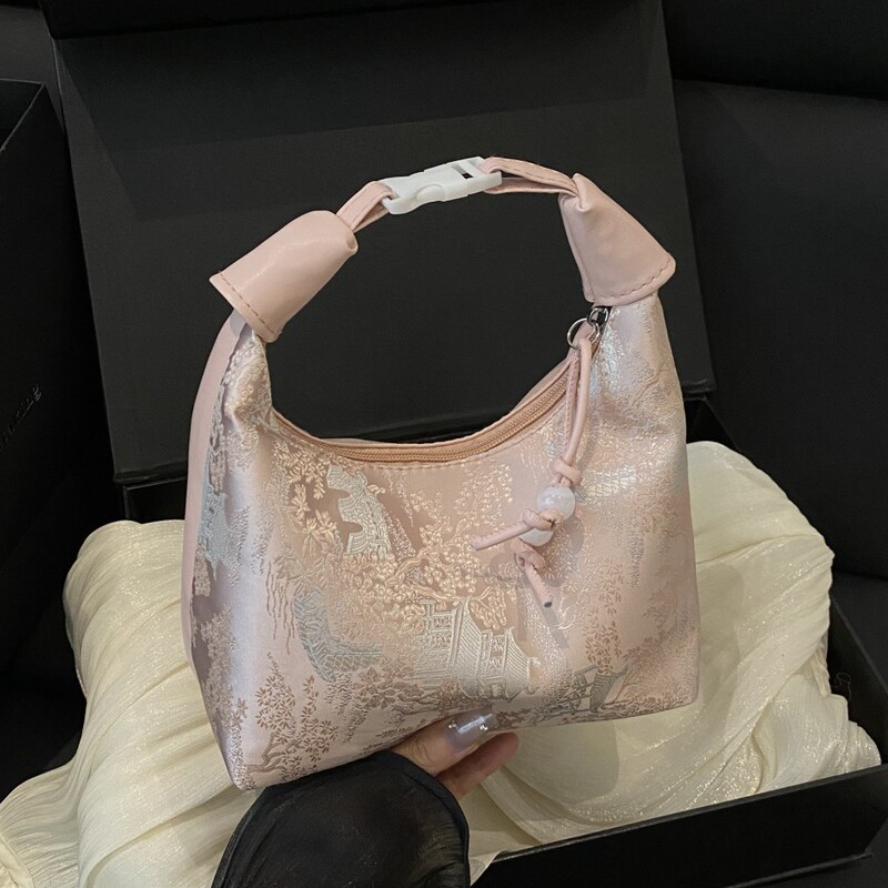 Silk Jacquard New Chinese Style Retro 2025 New Silk Jacquard Fashion Simple One-Shoulder Crossbody Handbag