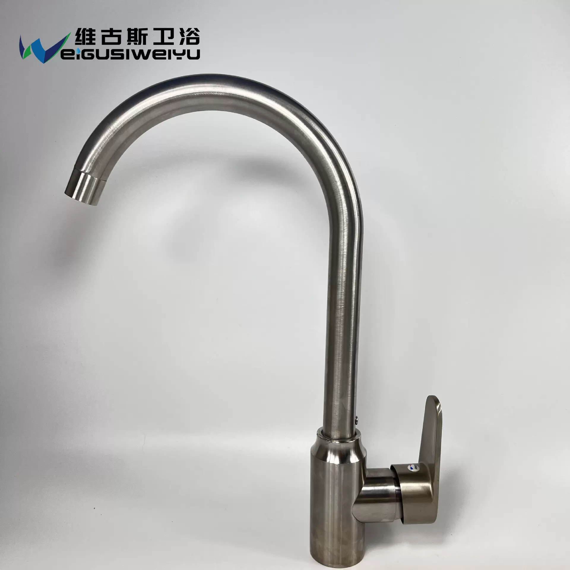 厨房灰色水龙头拉丝大弯管带滚珠冷热混水不锈钢洗菜盆水槽龙头