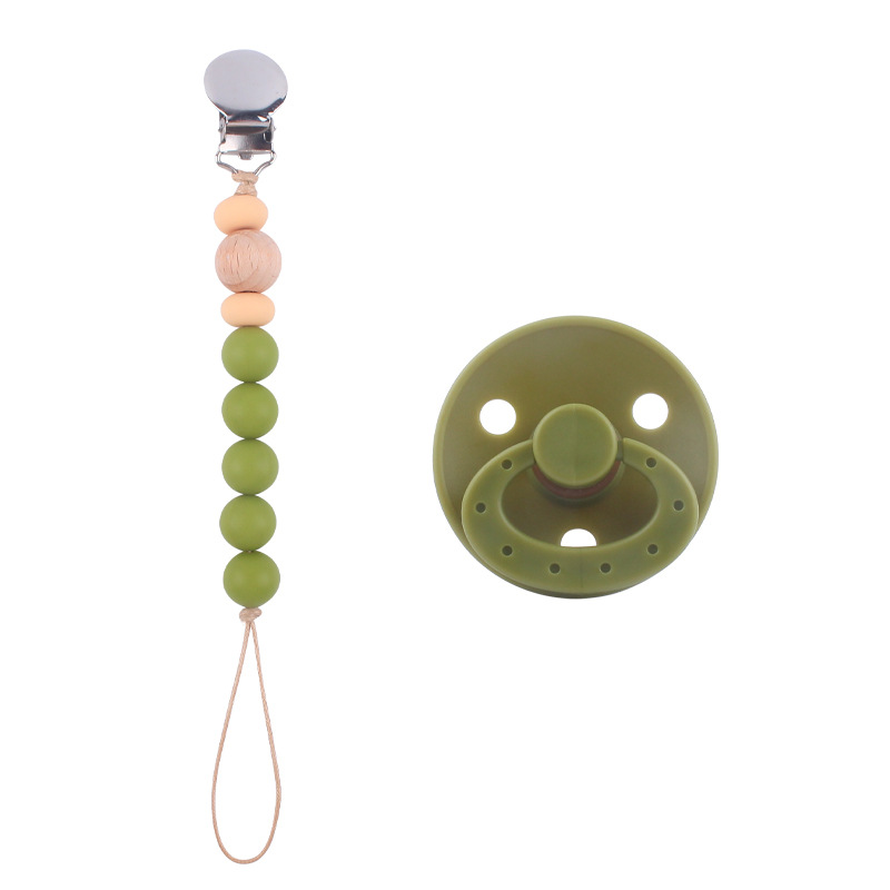 Nuevo bebé suministros chupete DIY creativo bebé silicona mordedura molar pezón cadena traje de dos piezas