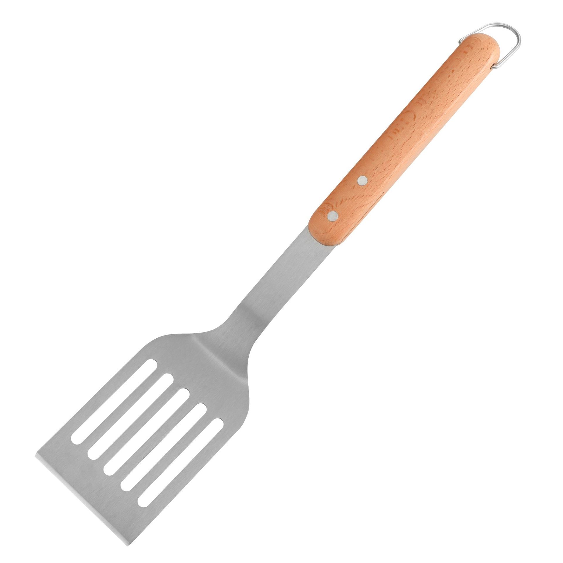 Juego de utensilios para hornear de acero inoxidable, mango de madera, herramienta para barbacoa, juego de tres piezas, accesorios para barbacoa portátiles al aire libre, clip para alimentos con mango de haya