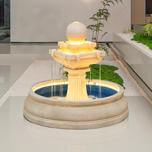 跨境大型欧式风水轮流水喷泉鱼缸加湿器摆件圆球客厅办公室装饰品