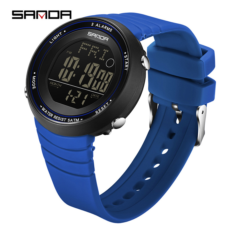Sanda moda masculina y femenina silicona correa de reloj electrónico impermeable multifuncional reloj deportivo ligero y delgado de una sola pantalla luminosa