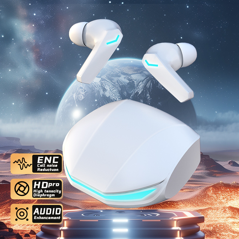 Auriculares Bluetooth AirMAX transfronterizos en la oreja, pantalla táctil LCD a color, reducción de ruido, auriculares deportivos transparentes de larga duración