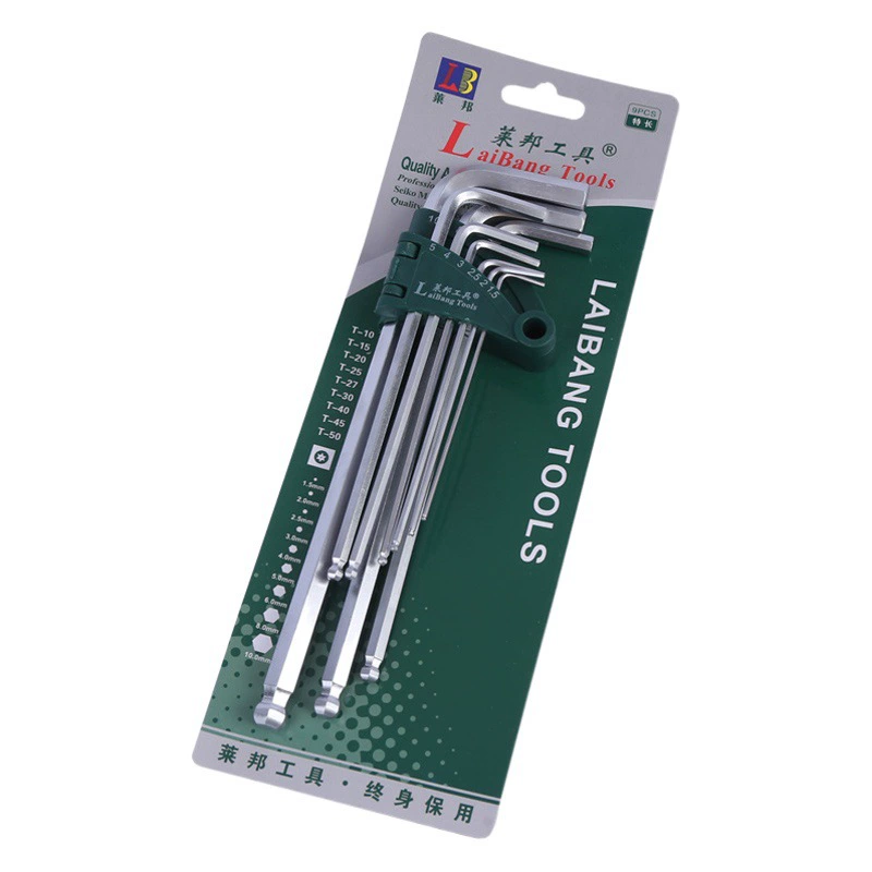 Трансграничные поставки метрические удлиненные шестигранные гаечные наборы для внутренних шашек 9 шт. шестигранные гаечные наборы для оптовых продаж