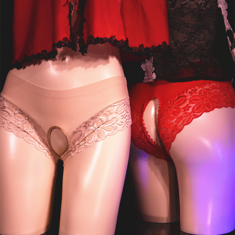 Ropa interior japonesa de mujer sexy entrepierna abierta encaje integrado calzoncillos de seda de hielo Levantamiento de cadera gratis lencería sexy más tamaño tentación