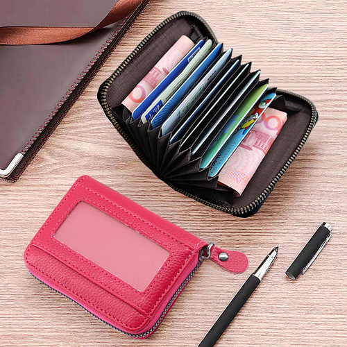 New card holder for women, simple and fashionable ID bag, casual multi-functional wallet card holder, all-in-one bag, men's driver's license leather holder