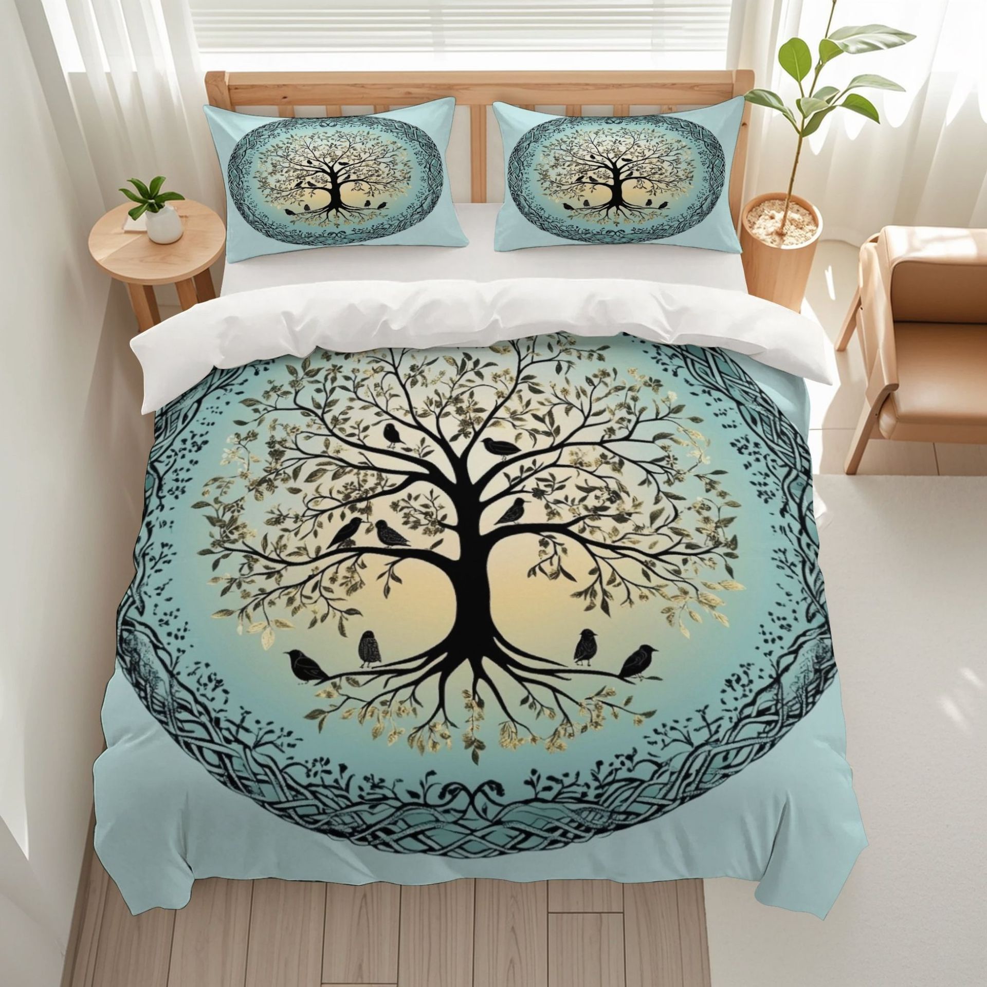 TEMU / JIT transfronterizo para brillante árbol de vida polido impresión digital kit de edredón textil para el hogar