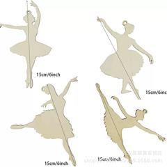 跨境木质芭蕾舞装饰木制摆件工艺品装饰品木质儿童绘画diy画套装