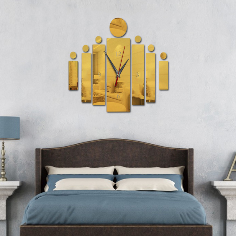 Crystal three-dimensional acrylic home living room background wall sticker clock creative decoration painting_voghion.com