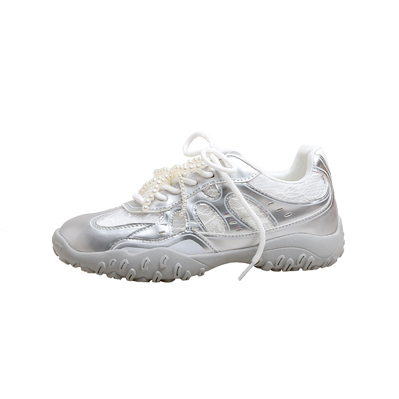 Nuevo aumento de altura de primavera de la uva de la madre ~ encaje de perlas casuales versátiles Agan De entrenamiento de skate para mujeres