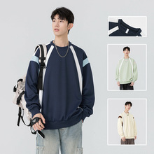 卫衣男秋冬季新款韩版潮牌学生宽松时尚休闲拼色圆领上衣男装跨境