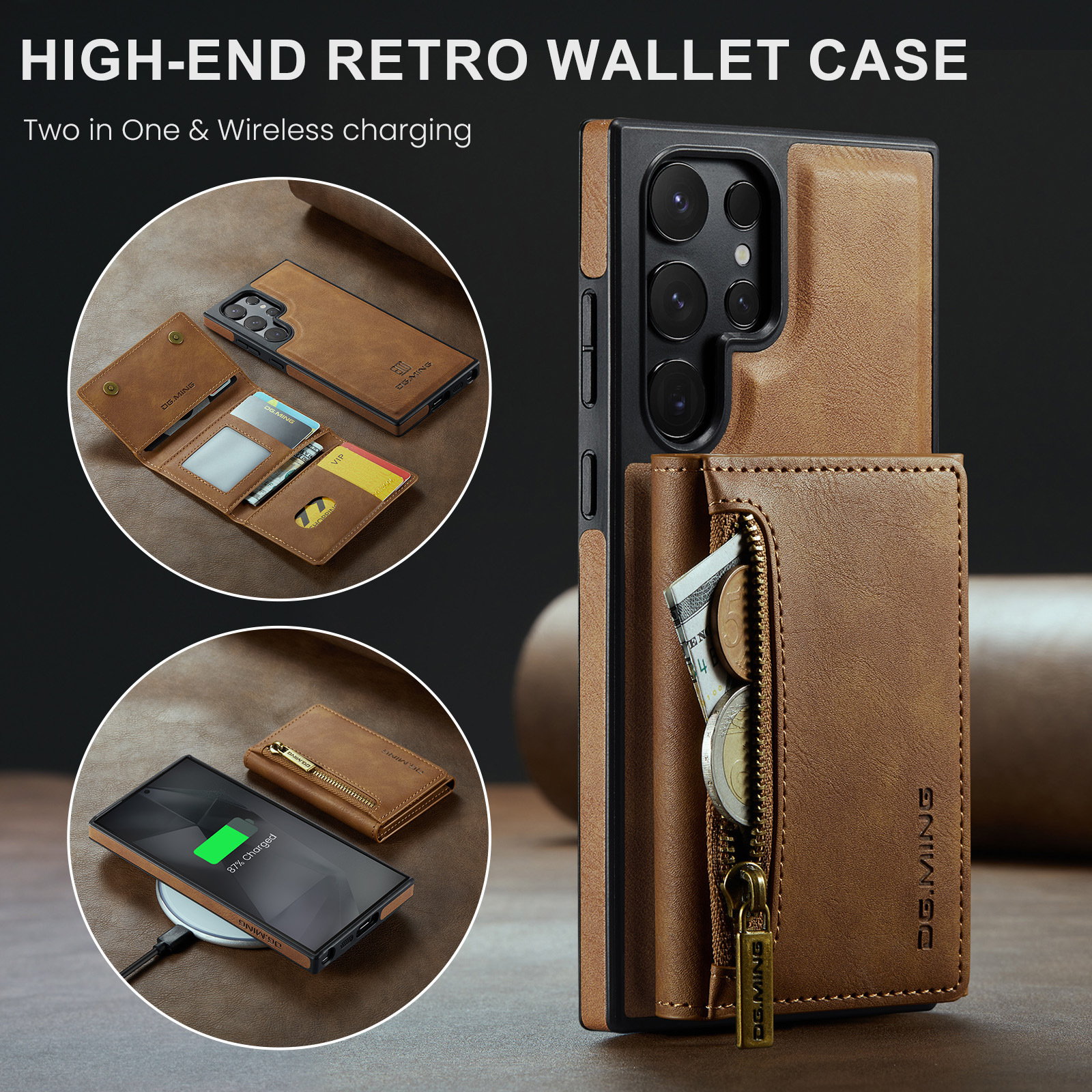 M5 for Samsung S24 Ultra magnetic split wallet protective case S24 Ultra side sticker phone case card holder_voghion.com