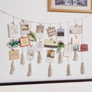 Ins Photo Wall Tapestry Decoration Creative Room Layout Photo Frame Background Hanging Wall Clip Postcard Display Wall