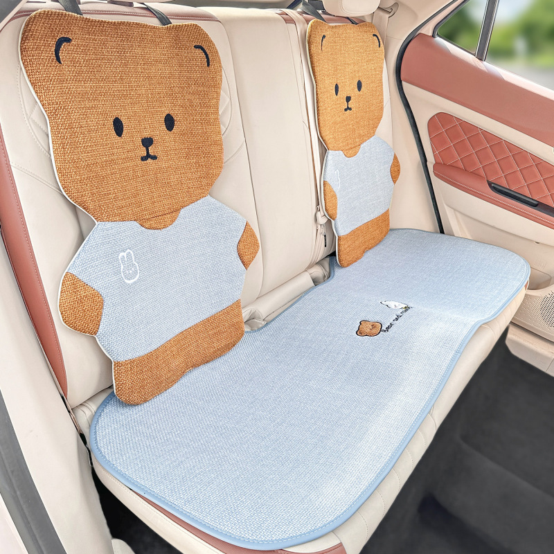 カーシートクッションカバー シートクッション 2025 新しいかわいいクマリネン車内 5 点セット四季ユニバーサルシートカバー|undefined