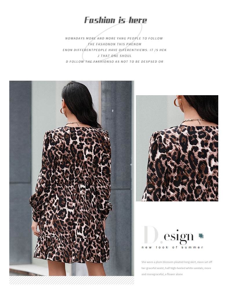 v-neck leopard print dress nihaostyles wholesale clothes NSYYF89343