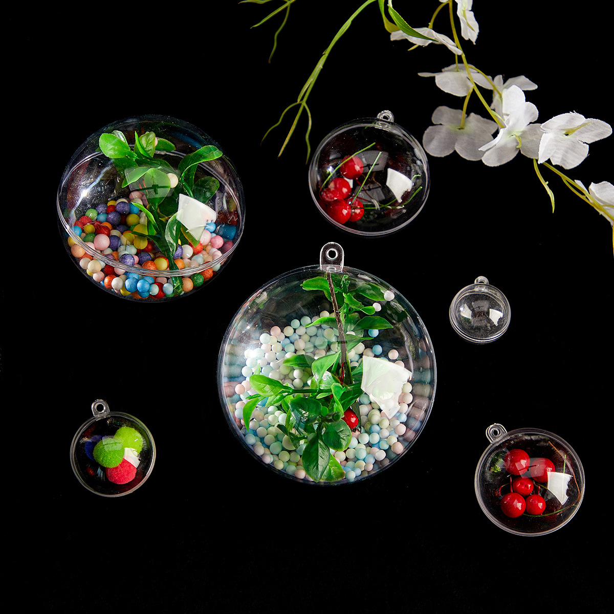 Bola de acrílico transparente, bola de Navidad, árbol de Navidad, fiesta de boda, bola decorativa, caja de embalaje de bola redonda de plástico que se puede abrir y cerrar