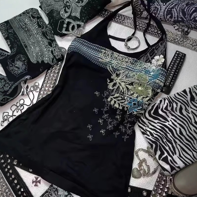 Independent Station Cross-Border American Lace Slimming Printed Summer Camisole Short Top Women's Wholesale Independent Station Cross-Border American Lace Slimming Printed Summer Camisole Short Top Women's Wholesale