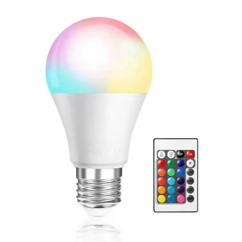 Bombilla de color LED de presión ancha transfronteriza e27 luz de bola de tornillo RGB luz de cambio de color brillante bombilla de atmósfera de control remoto inalámbrico