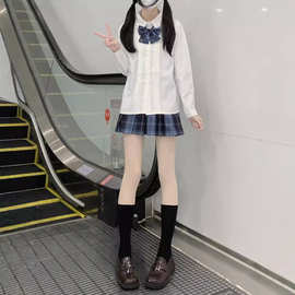 JK制服风琴褶衬衫收腰修身尖领方领刺绣长袖日系面料修身显瘦