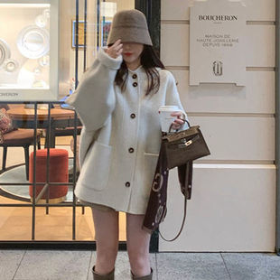 Small Cloak Autumn and Winter New Japanese Sweet Hooded Coat High Elegant Woolen Mid-length Coat Cross-border