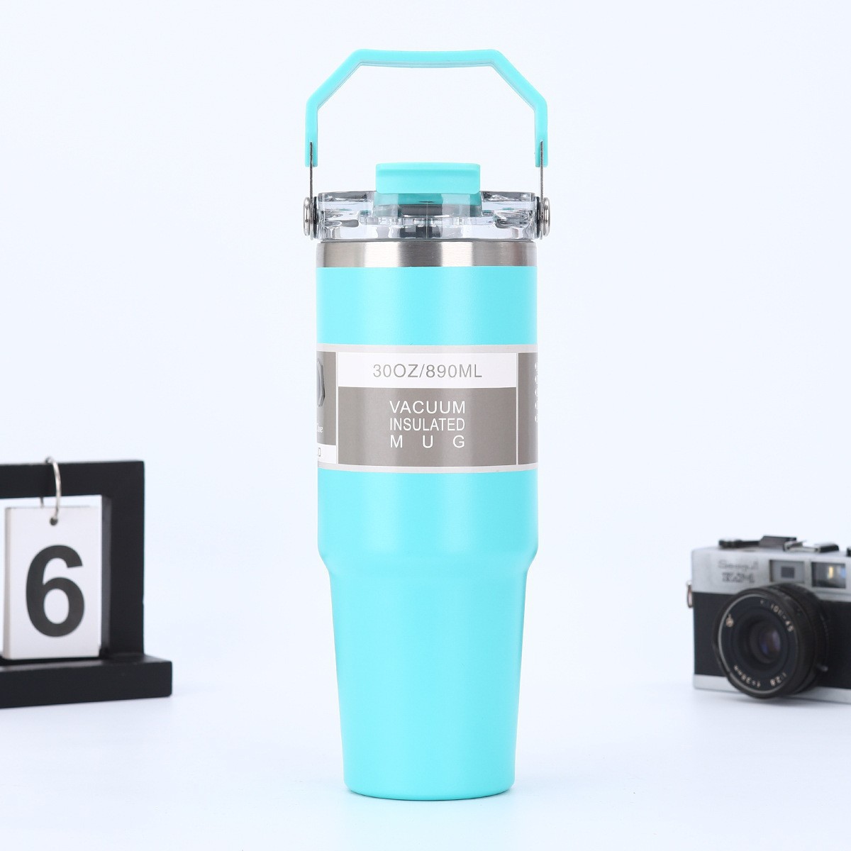 304 taza de acero inoxidable taza de automóvil de gran capacidad taza de aislamiento de calor aislamiento frío taza de hielo mango taza de paja de doble bebida