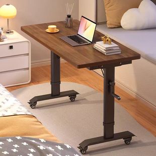 Desk Bedside Home Floor-Standing Student Simple and Durable Mobile Hand-Operated Lifting Workbench Heightened Bedside Computer Table