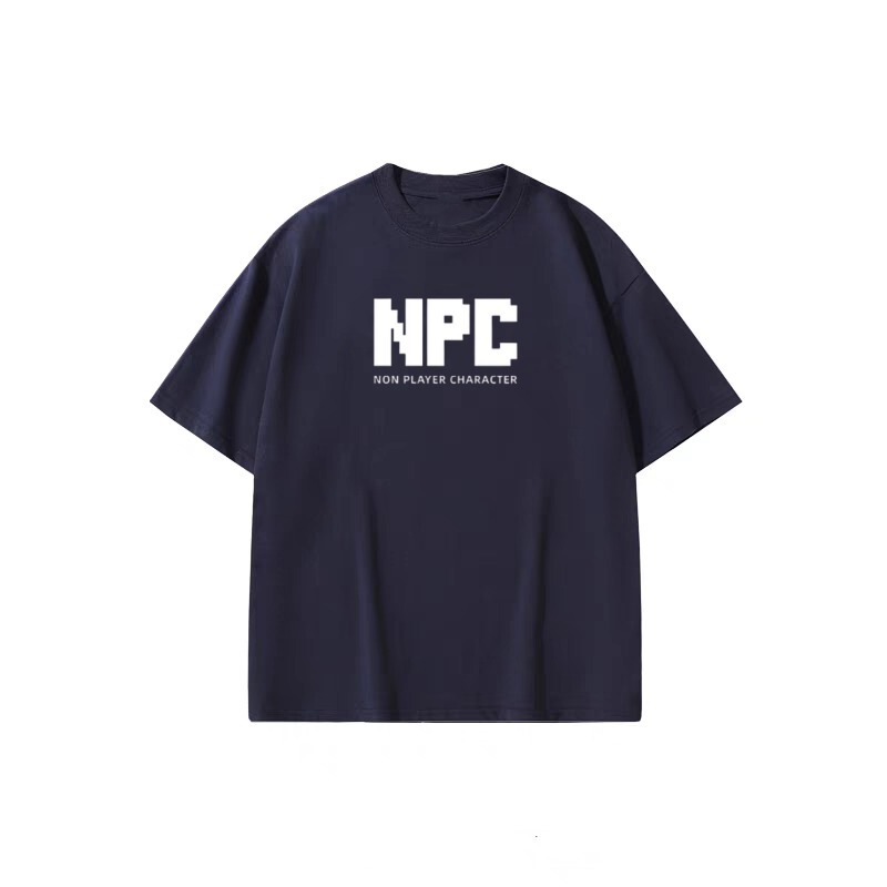 Cotton Creative Fun Game Passerby Npc Short-Sleeved T-Shirt Boys Five-Quarter Sleeve T-Shirt Teenagers