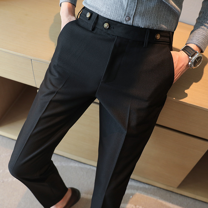 Spring solid color casual trousers English style