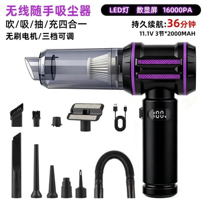 Vacuum Cleaner Car Wireless Super: Tozsoranlar - 1201-black-purple-long-hose