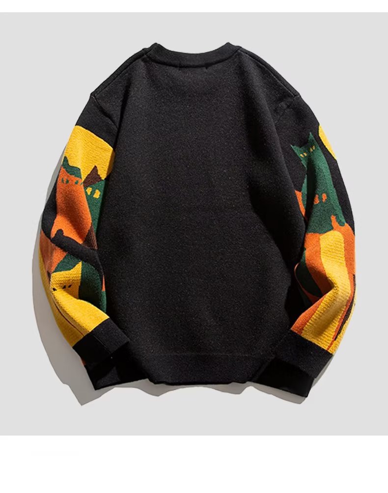 Pull homme rétro à col rond tricoté pour homme_voghion.com