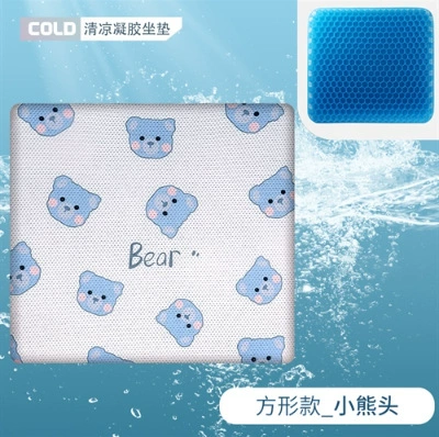 Cartoon Summer Honeycomb Gel Car Cool pad - bear-head-square-style