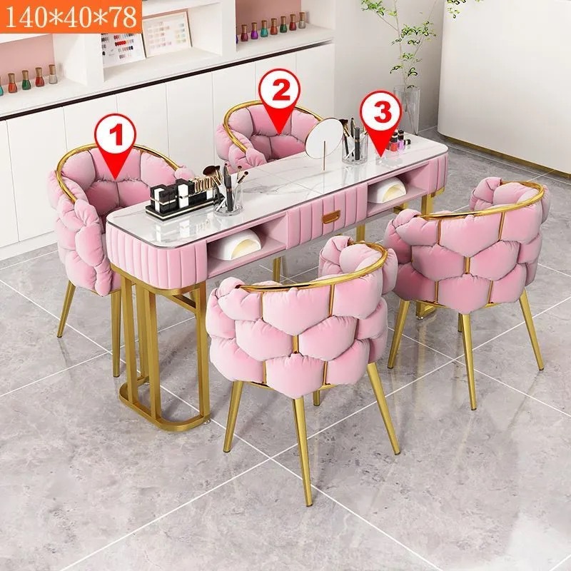 New Stylish Economical Single and Double Luxury Multifunctional Trendy Ins-Style Manicure Table Cream-Style Manicure Table and Chairs