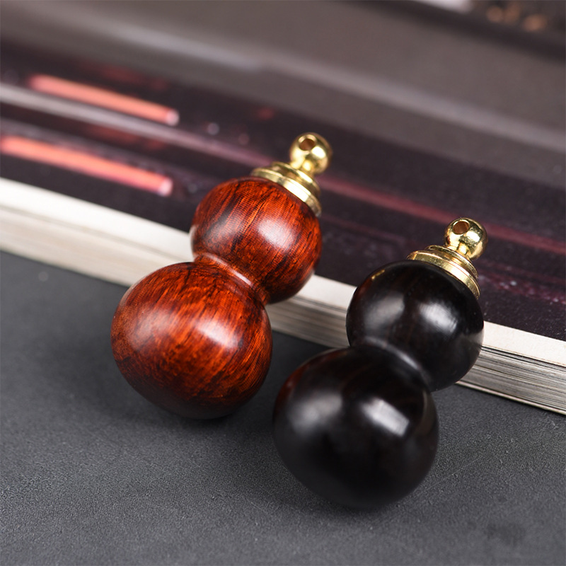 Ebony Rhinoceros Horn Rosewood Gourd Pendant Can Be Made of Snuff Bottle Wooden Handle Fulu Neck Hanging Key Pendant