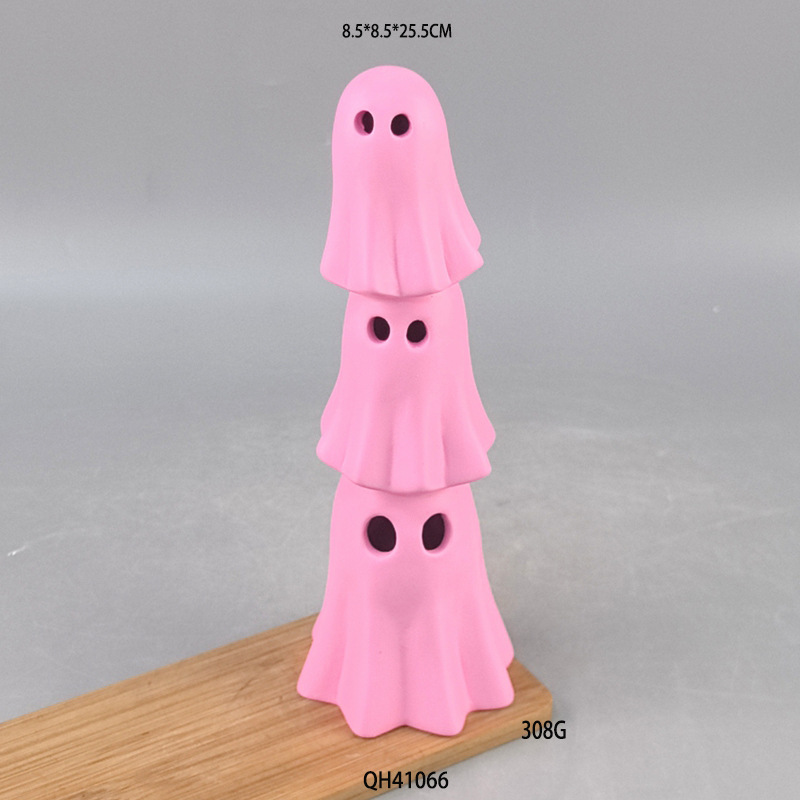 Nuevos productos transfronterizos Halloween lindo rosa triple decoración de fiesta fantasma jardín decoración de sala de estudio lámpara electrónica de escritorio