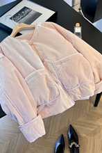 新中式丝绒短外套女新款冬季宽松显瘦保暖感加厚夹棉上衣