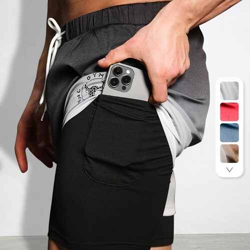 2025 Best Selling 3D Digital Printing Shorts for Men Outdoor Double-Layer Anti-Slip Fitness Sports Quick-Drying Pants