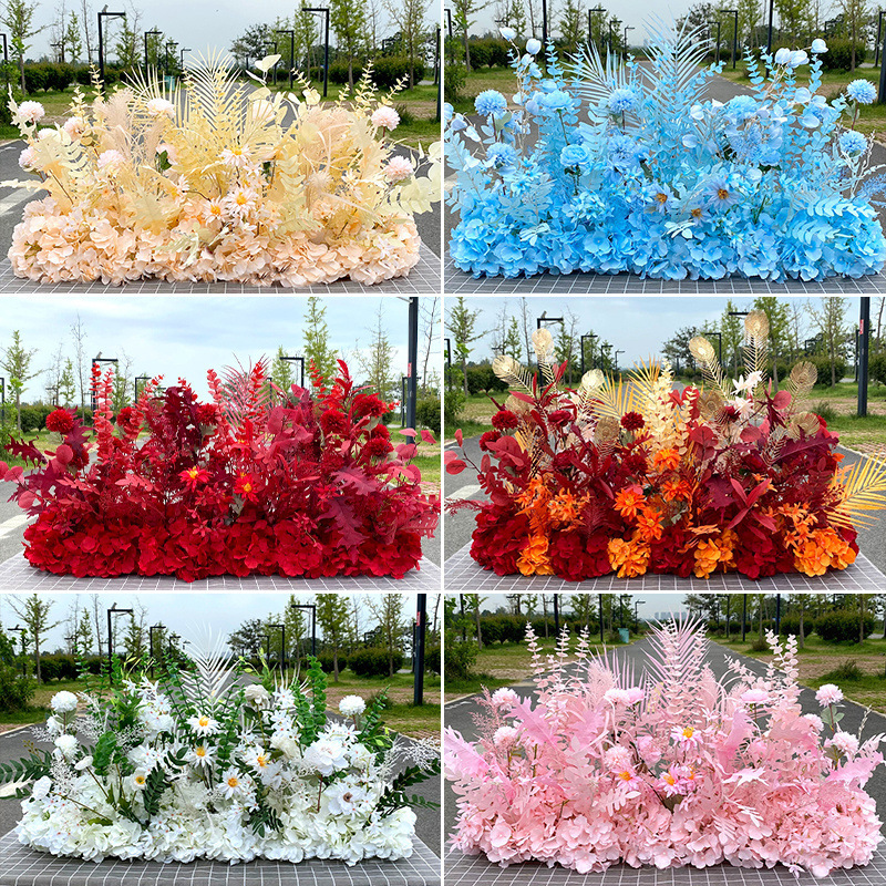新款婚庆大款地排花仿真排酒店花墙路引花婚礼花艺
