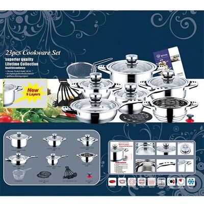 Exit Foreign trade The original single- 23 German pot Stainless steel pan bottom pan suit Milk pot Frying pan non-stick cookware