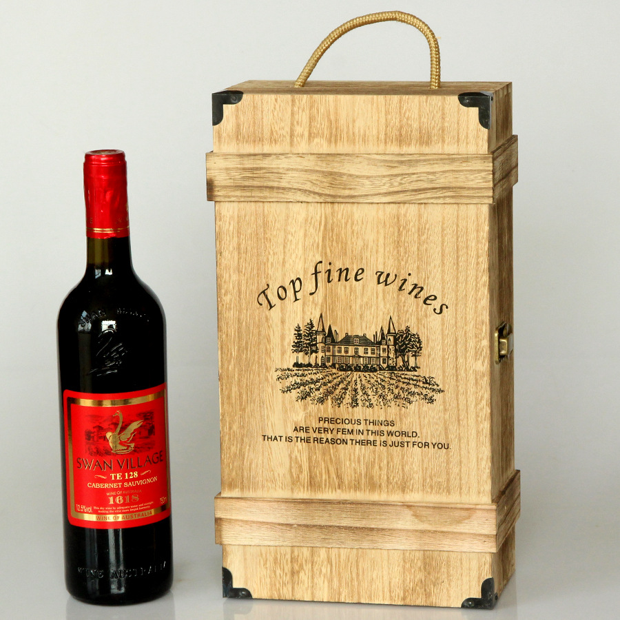 红酒盒木盒双支礼品包装盒葡萄酒盒子双只木质批发白酒盒