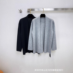 深圳南油意奢极简风小众设计V领宽松休闲百搭开襟羊绒羊毛大衣