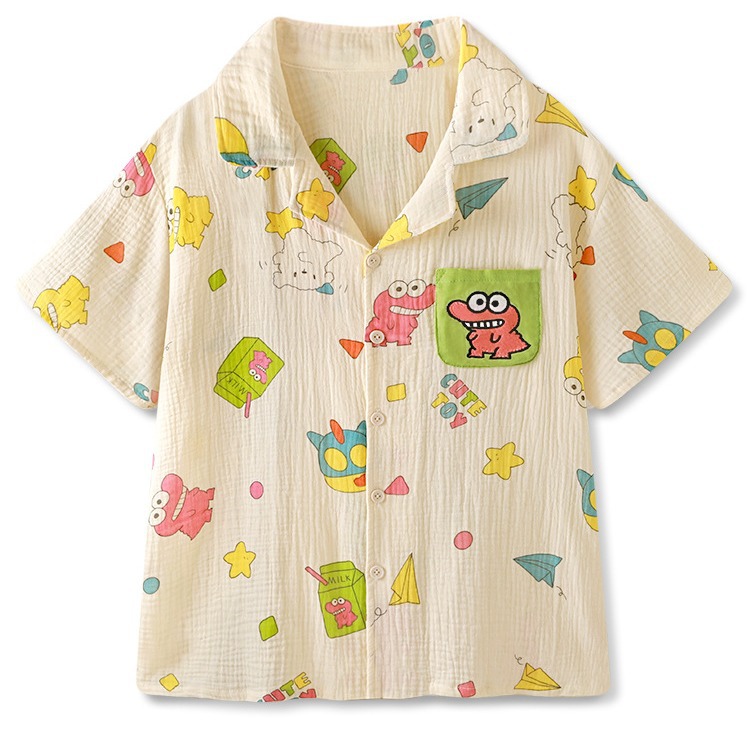 Verano nuevo estilo de imitación vestido de pijama de mujer lindo dibujo animado dinosaurio dulce vestido de pijama casero delgado transmisión en vivo