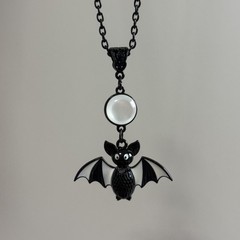 クロスボーダー外国貿易ゴシック黒コウモリ月ペンダントネックレス黒ペンダントオリジナルハロウィーン卸売り