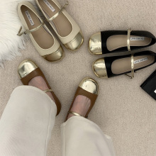 小香风拼色玛丽珍鞋女2025年春季新款复古文艺圆头浅口单鞋女平底