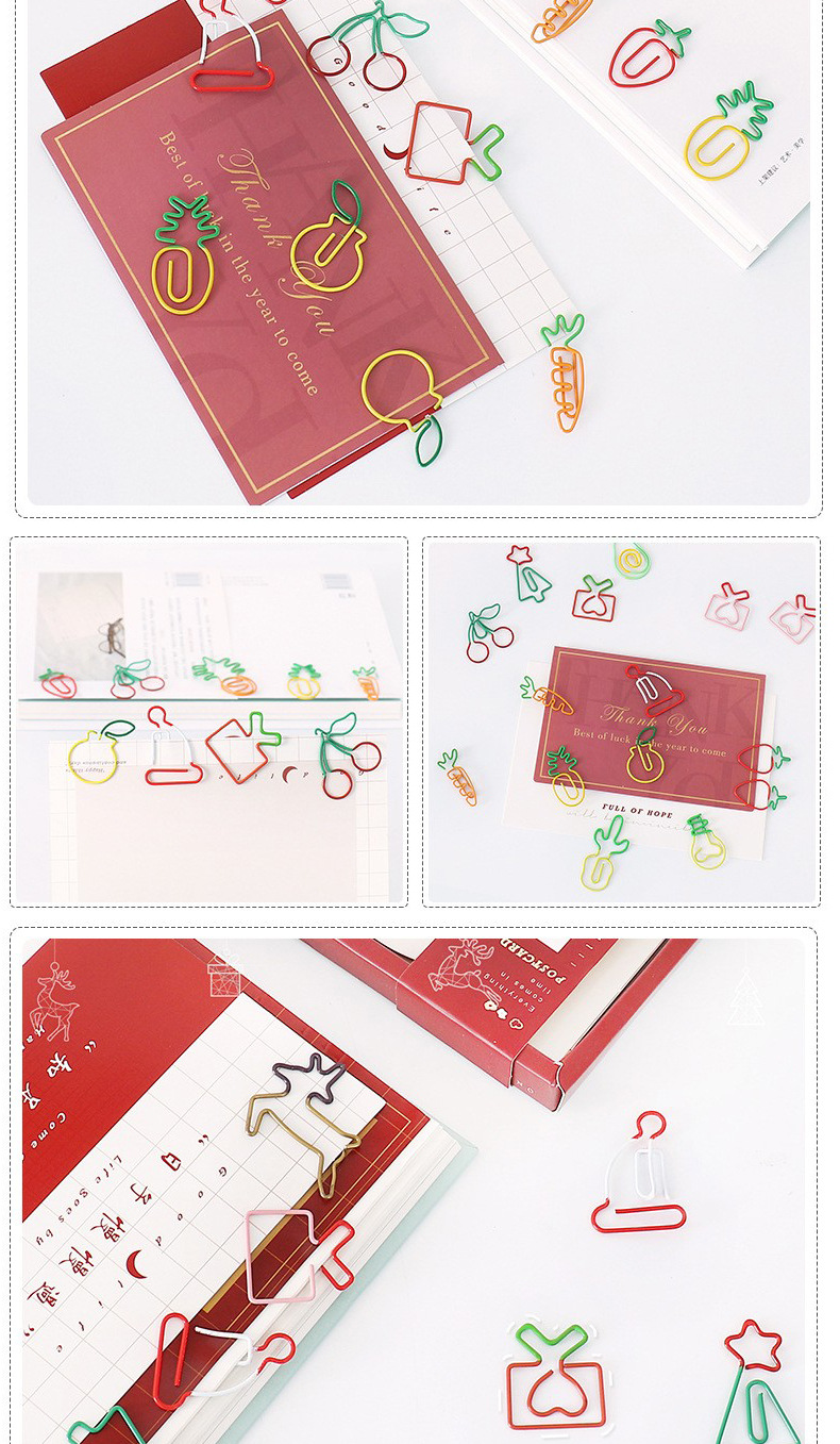 65g Weight 1 Set Quantity Learning Occasion Plastic, Metal Material Cartoon Pattern Cute Style Creative Cartoon Carrot Fruit Christmas Colored Special-shaped Paper Clip