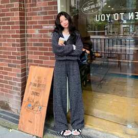 高级感时尚连帽运动套装女秋冬2026休闲开衫卫衣外套阔腿裤两件套