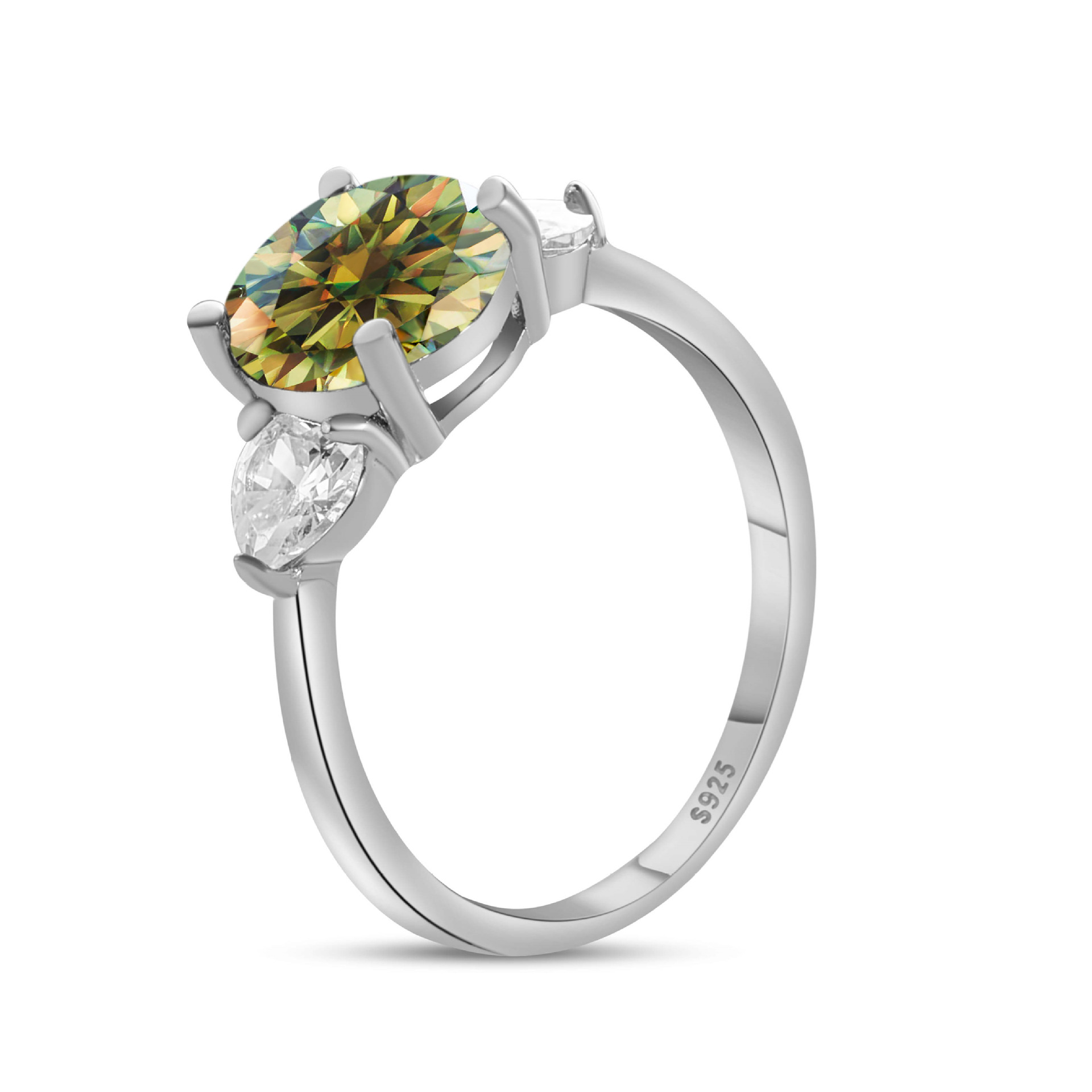 Anillo de piedra de color 3CT de plata esterlina S925 cinturón de plata GRA Certificado de comercio electrónico transfronterizo anillo de mujer de venta caliente