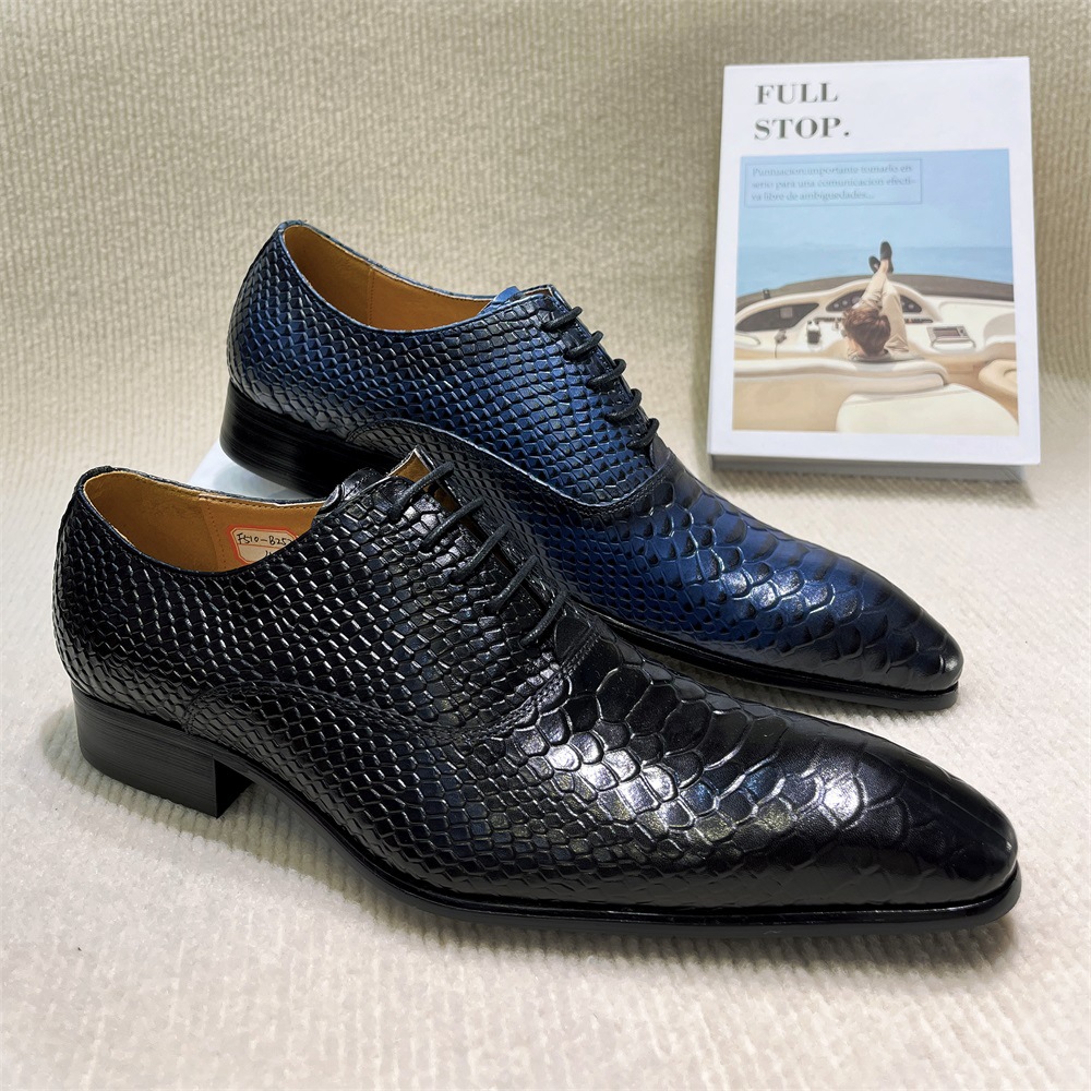 Men's Cowhide Leather Snake Pattern Plus Size Shoes Business Formal Party  Shoes | eBay