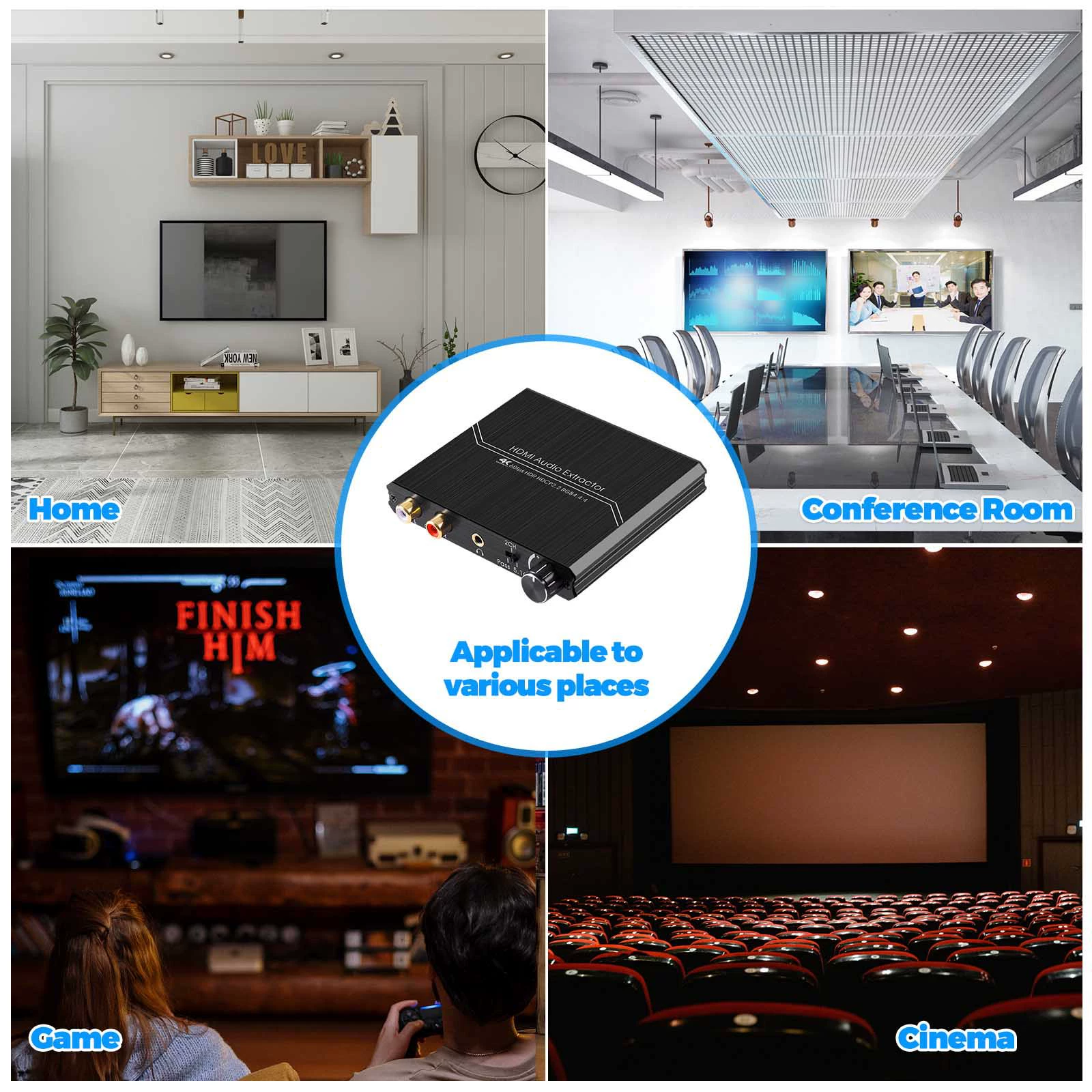 HDMI аудио разделитель аудио преобразователь аудио декодер регулировка громкости вывод 4K@60Гц
