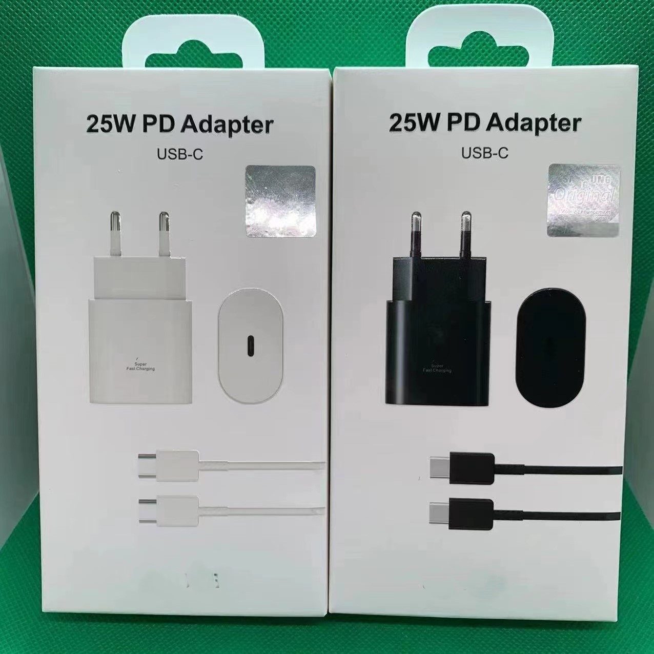 For Samsung 25W charger data cable two-in-one suit American European British mobile phone ultra-fast charging head