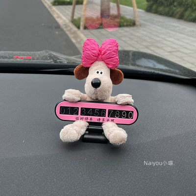 Cute New Style Car Temporary Nömrəli dayanma kartı - pink-bow-tie-paw-patrol-number-tag-pink-foldable-style